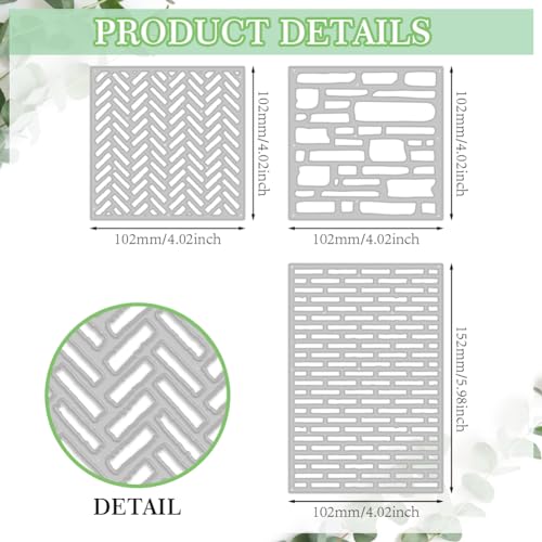 MAYJOYDIY 3 peças de matrizes de corte de fundo de parede de tijolos, moldes de corte de metal, estê