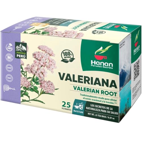 Valerian Root Tea (Valeriana) - 25 Tea Bags of Valerian Root – Herbal Tea from Peru – Nature’s Strongest Sleep Aid Supplement –1000mg Valeerian Valerain per Filtered Teabag, (Not Pills)