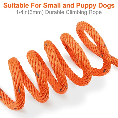 Joytale Reflektierend Schleppleine für Hunde, 10m Hundeleine mit Gepolsterten Griff und 2 Karabinerhaken, Nylon Lange Seil Trainingsleine für Welpen, Kleine Hunde, Orange