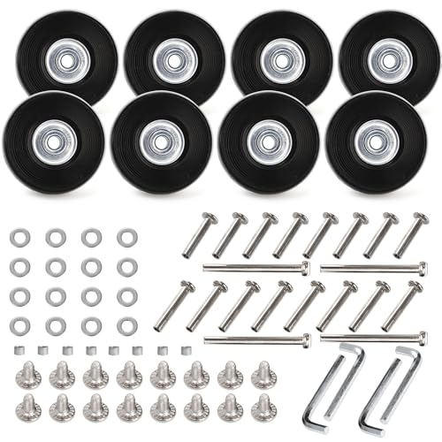 ZOOFOX Set of 8 Luggage Suitcase Replacement Wheels, 50 x 18mm PU Caster Wheels Bearings Repair Kits, Shelf Replacement Wheels for Luggage