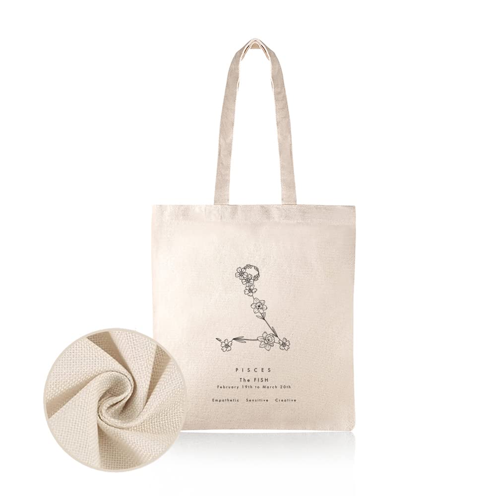 Cute Floral Plant Canvas Tote Bag Aesthetic Beach Tote Bags Reusable Tote Bags Teacher Tote Bags for Women Gift (12x14 inch,H)