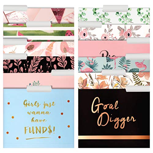 Decorative File Folders with 12 Different Letter Size Designs- Colored File Folders with Pocket-Cute File Folders- Floral, Marble, Rose Gold Foil, Inspirational for School and Office Files (Variety)