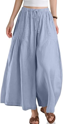 Wide Leg Linen Cropped Pants