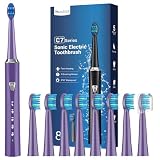 Cepillos de Dientes Electricos Sónico Familia - Cepillo Electrico Adultos Infantil con 8 Cabezales, 5 Modos, IPX7, Cepillos de Dientes Eléctricos Ultrasónicos, Morado Oscuro