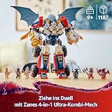 LEGO NINJAGO 4in1 Zane’s Ultra Combiner Mech Toy - Rebuilds into a Jet, Car Model, Dragon & Ninja Figure - Incl. 6 Minifigures for Role Play - Building Set for 9+ Year Old Boys & Girls - 71834 - 3