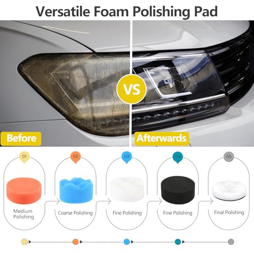 Image of 193 Pcs 2 Inch Sanding Discs, Headlight Restoration Polishing Kit | 80-10000 Grit Wet Dry Hook & Loop Sandpaper, Drill Sanding Attachment with Rotary Tools for Auto, Glass & Resin Epoxy