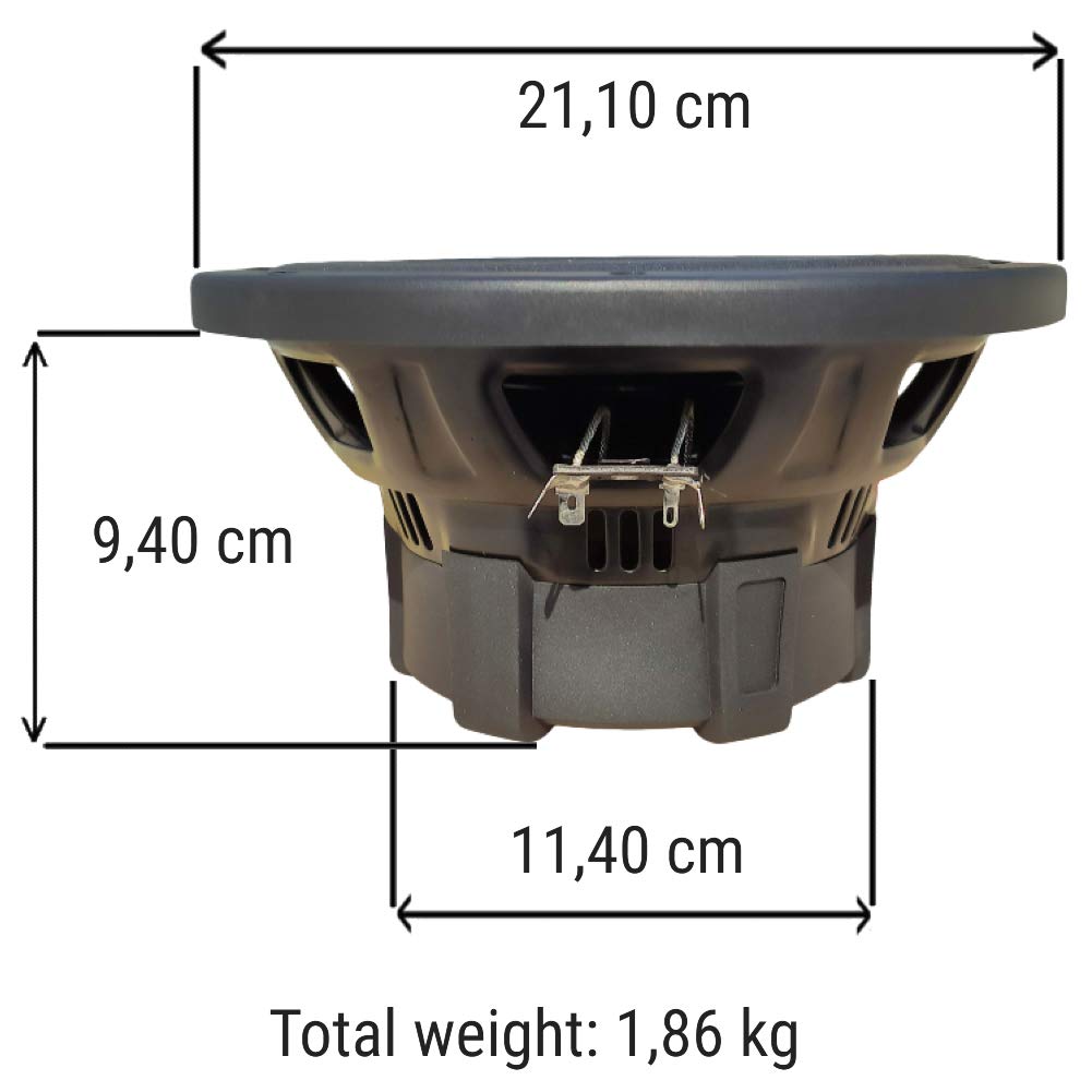 1 subwoofer SOUNDSTORM SSL CG8D da 20,00 cm 200 mm 8" 400 watt rms e 800 watt max dvc dual voice coil doppia bobina 4 ohm per auto o in cassa, 1 pezzo