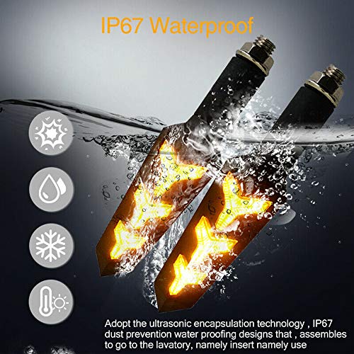 4PCS Motorcycle Motorbike Indicators Front Rear Flowing Turn Signal Lights Motorbike Turning 12V LED Bulbs for Scooter Quad Cruiser Off Road-Y Shape Red White Amber Light …