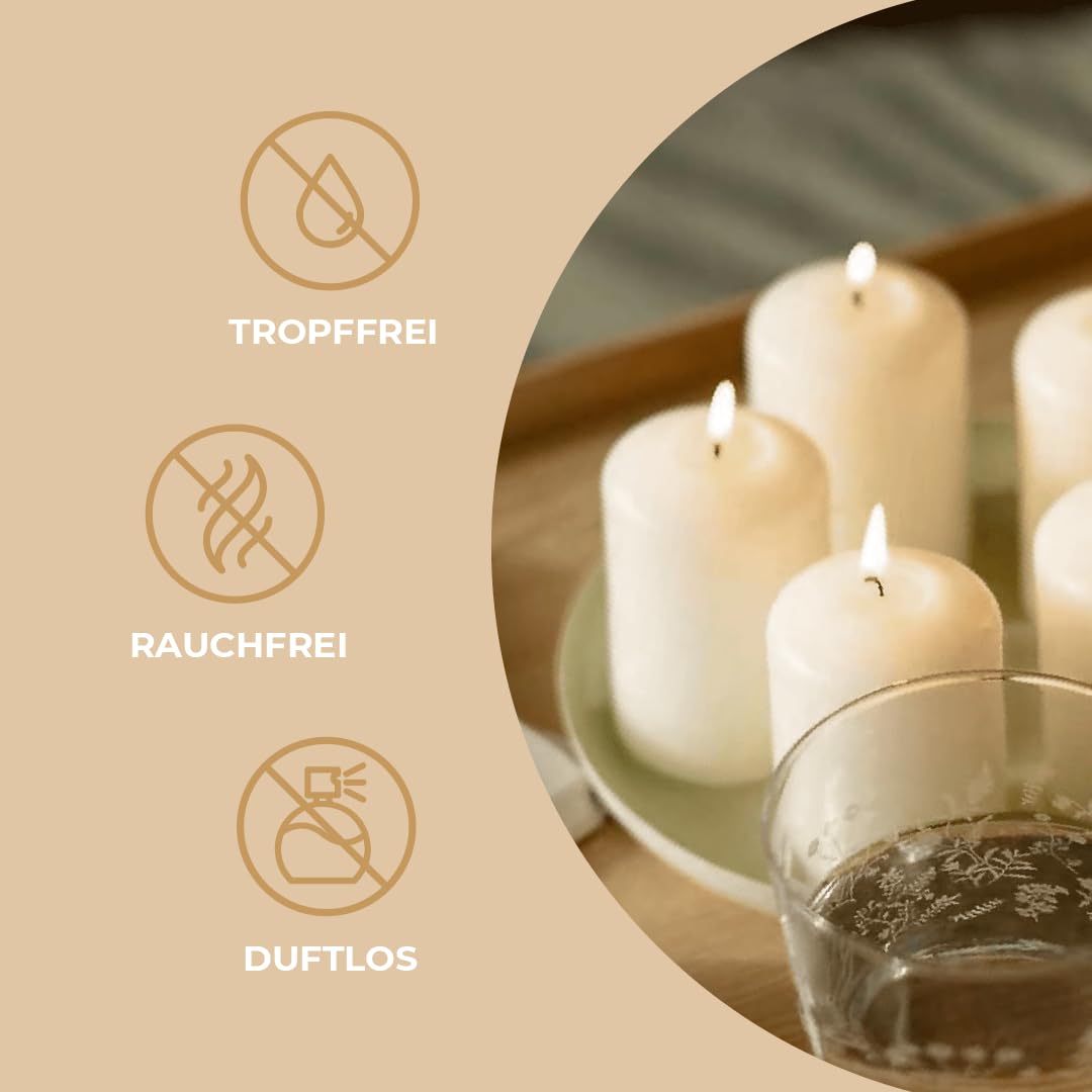 Horeca Candles Stumpenkerzen Elfenbein - Ø 4 x 7 cm - 80er Set Blockkerzen - Lange Brenndauer 12 Stunden - Ohne Duft - Kerzen für Haushalt, Feiern und Gastronomie
