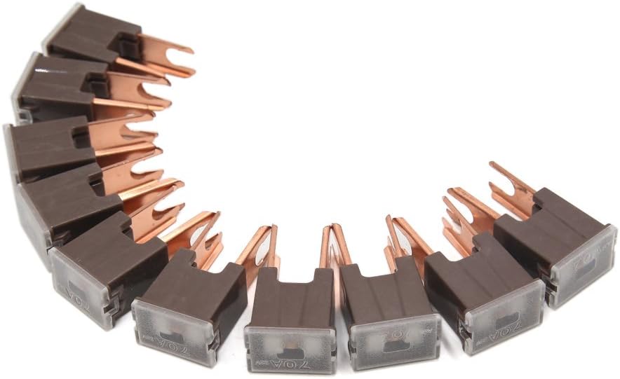10Pcs Brown Plastic Flat Shell 70A Male Blades Fuse Connector for Cars Vehicle