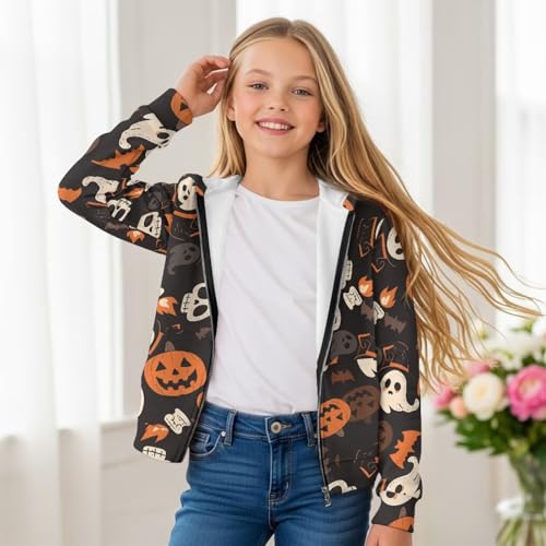 Kids Zip-Up Hoodie, Soft Athletic Sweatshirt Fashion Cozy Athletic Boys Long Sleeve Top School Hoodie Girls2