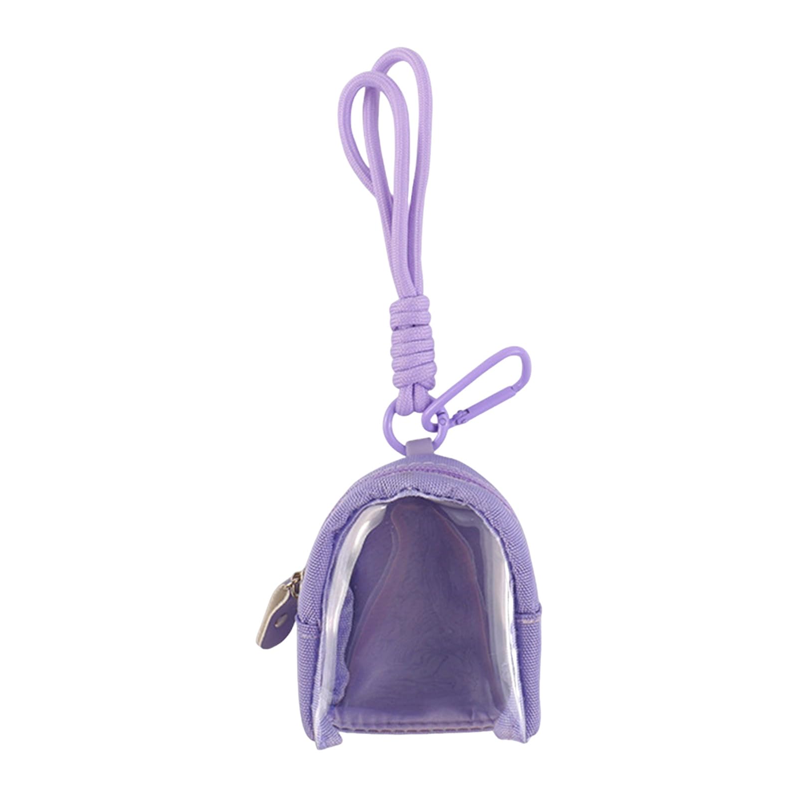 Shunzhong Purple Accessory Storage Pouch With Clear Window, Oxford Cloth Badge Organizer And Clip Strap For Daily Carry Needs Badge Display Pouch Clear Storage Small Accessory Organizer Zipper Transparent Window Clip