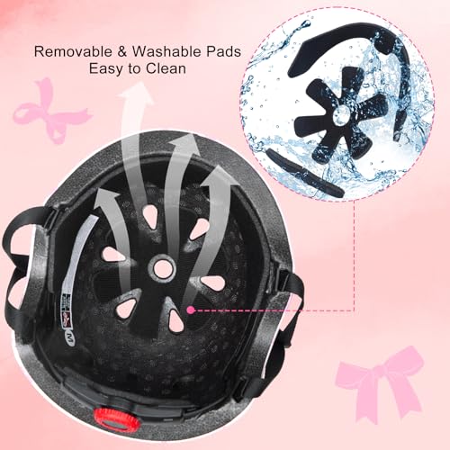 Helmet for Kids 8-14, Kids Bike Helmet with DIY Bow, Adjustable Youth Bike Helmets Girls Helmets for Skating Bicycle Scooter Skateboard