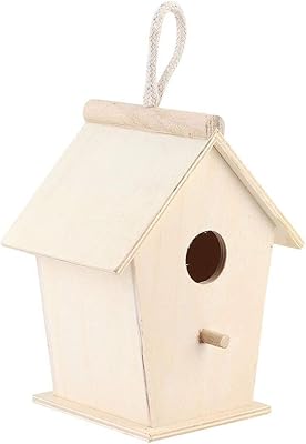 Wooden Decorative Birdhouse,Unfinished Natural Outside Garden Patio Decorative Nesting Box Bird House Cage for Attracts Bluebirds,Finch,Wren,Lovebirds,Parrotlets,Wrens,Chickadees,Tits