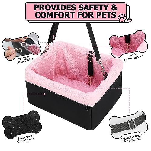UNICITII Hunde-Autositz für kleine Hunde, Erhöhter Hundesitz für Hunde Welpenautositz Hundeaussicht, Haustierautositz für Vorder- und Rücksitz