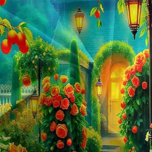 Housse de couette 3D paysage avec fermeture éclair cachée parure jardin microfibre 140x200