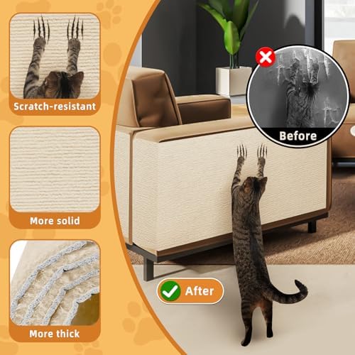 ACEDIGI 4Pack Cat Scratch Furniture Protector, Self-Adhesive, Off-White - 1