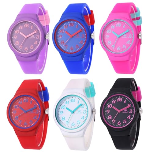 Dacdyi Women 6 Pcs Wholesale Watches Fashion Silicone Strap Colorful Analog Quartz Wristwatches