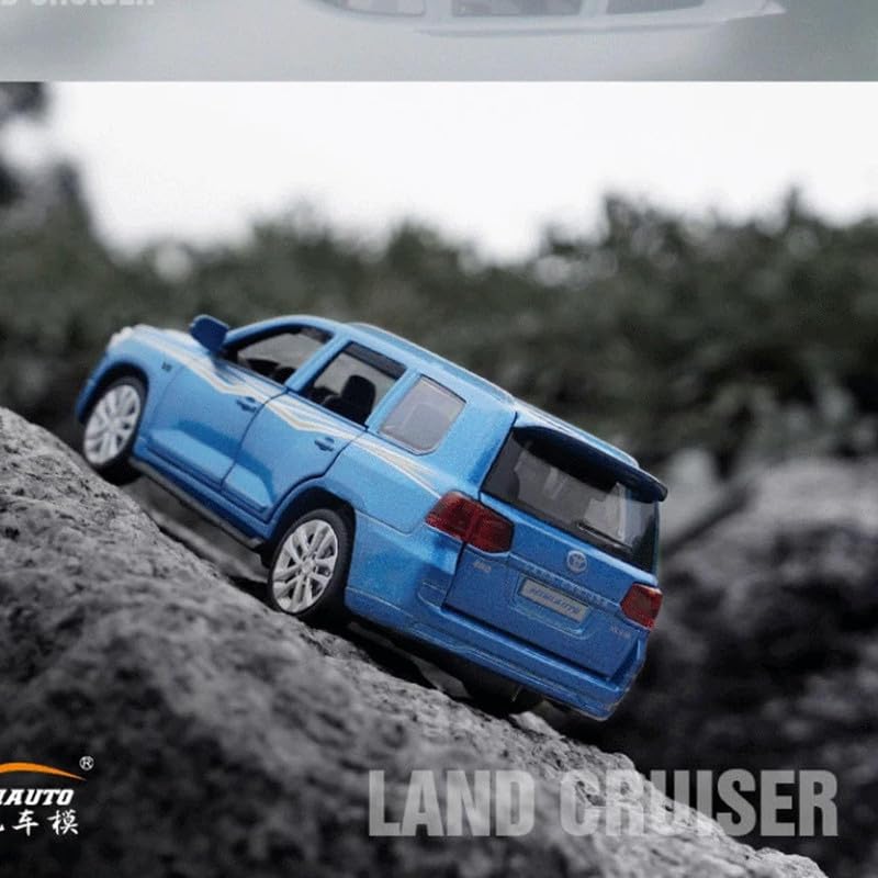 Image of PINQUE Kids New Land Cruiser Diecast Alloy Metal Pull Back Car with Openable Doors Music Sound and Light Vehicle Toy Car for Boys (Blue)