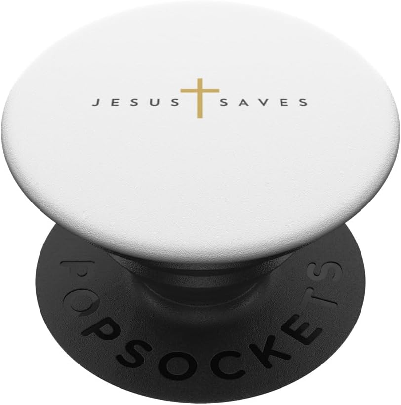 Jesus Saves Cross Gold Thin Christian Jesus White 33andme PopSockets PopGrip for MagSafe