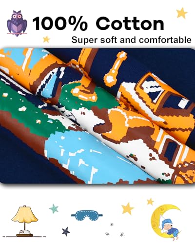 Image of DAUGHTER QUEEN Boys Pajamas 4 Pieces Long Set 100% Cotton Sleepwear Size 18 Months-12 Years