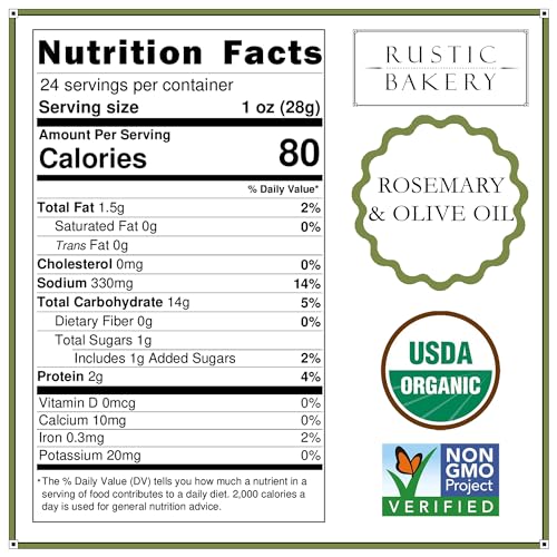 image for Rustic Bakery Handmade Sourdough Flatbread Cracker Bites - Rosemary & 