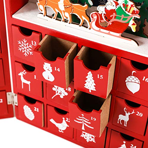 image for BRUBAKER Reusable Wooden Advent Calendar to Fill - Red Christmas Book 