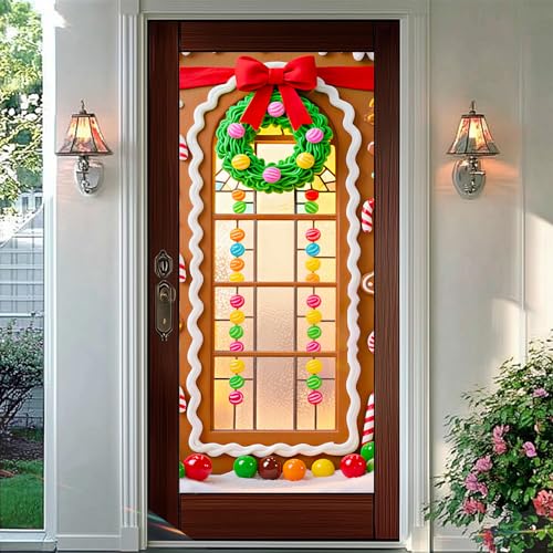 Vinilo decorativo para ventana tema casita de jengibre 39.3x17.7 pulgadas miniatura 6