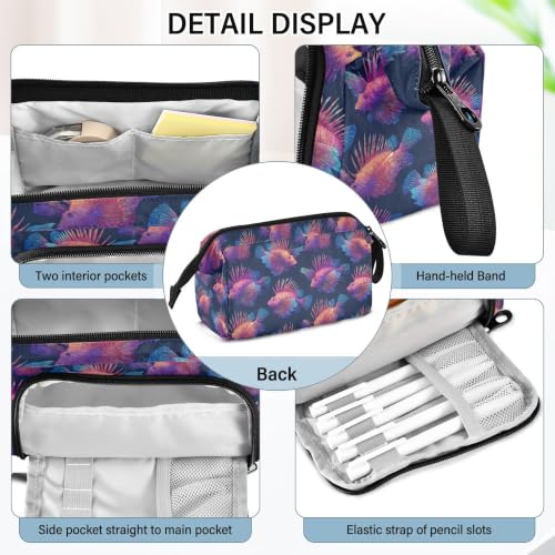 Image of Fisyme Colorful Ocean Fishes Pencil Case Large Capacity Pen Bags Box Big Makeup Pouch Organizer