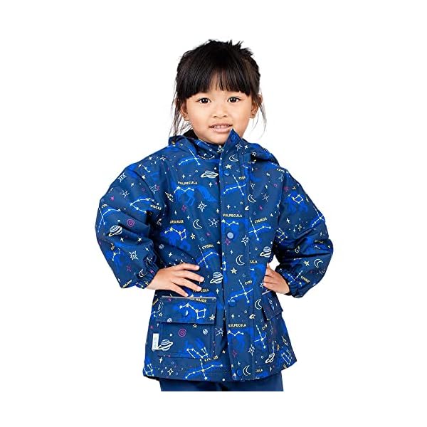 Jan & Jul Kinder Wasserdichte, mit Fleece gefütterte Regenjacke mit Kapuze