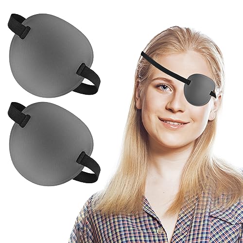 TIESOME 2 piezas parches oculares, Parches oculares ajustables para adultos y niños, Parches oculares cómodos para niños, Periodo de recuperación del ojo izquierdo derecho después de la cirugía (gris)