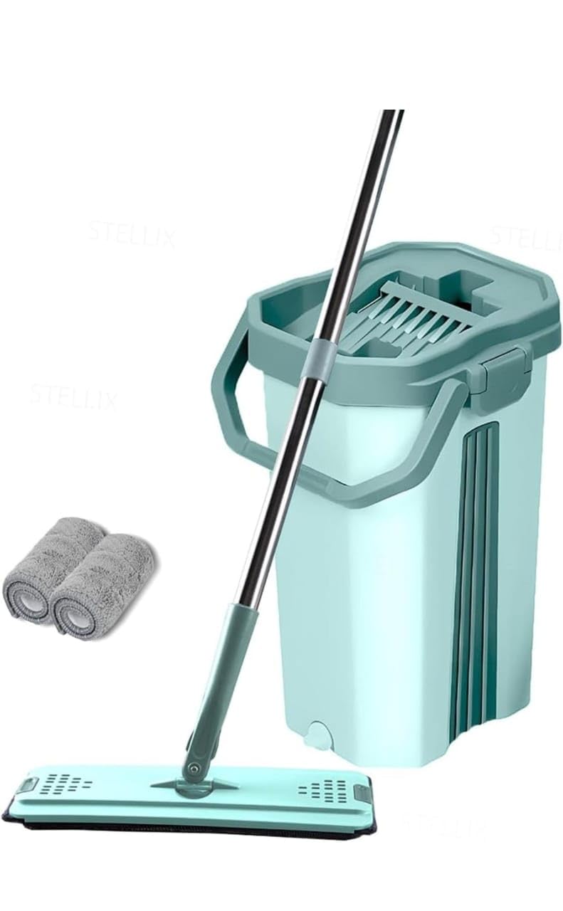 Mop Pocha for Floor Cleaning with Bucket|Flat Mop with Telescopic Stick for Cleaning Floor|Wet & Dry Cleaning Operation with Self Clean System|Equipped with 2 Microfiber Pad|Large Multicolor (B0D872NDWM) Amazon Price History, Amazon Price Tracker