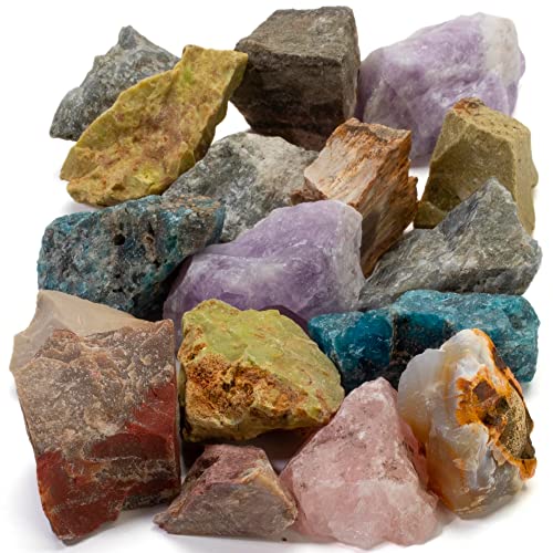 Kalifano Bulk Rough Crystal Mix (1 Pound) - Random Assortment Of Raw Reiki Stones (May Include Amethyst, Labradorite, Blue Apatite Etc.) - Piedras En Bruto Used For Jewelry Or Tumbling (Family Owned) #TOP17