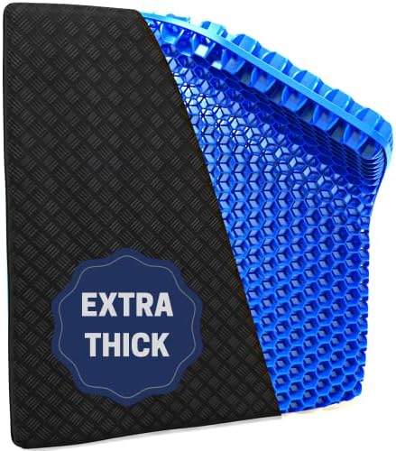 SATURAY Extra Thick 2.4" Gel Seat Cushion - Hip, Tailbone, Sciatica, Pressure Sores - Wheelchair, Desk, Car Seat Pad - Gel Seat Cushions for Pressure Relief - Office Seat Cushion