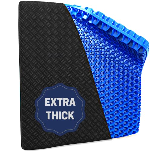 Saturay Extra Thick 2.4" Gel Seat Cushion - Hip, Tailbone, Sciatica, Pressure Sores - Wheelchair, Desk, Car Seat Pad - Gel Seat Cushions For Pressure Relief - Office Seat Cushion #TOP29