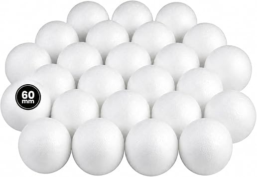 Creativ Company Polystyrene Balls   25 White Foam Balls   8 cm for Crafting, Model-Making & School Projects   8 cm Diameter Each