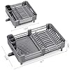 Urackify Stainless Steel Dish Drying Rack - Dish Drainer for Kitchen Counter, Extendable Drainboard with Foldable, Space-Saving Cup & Bowl Organizer, Includes Knife and Utensil Holder, Gray #5