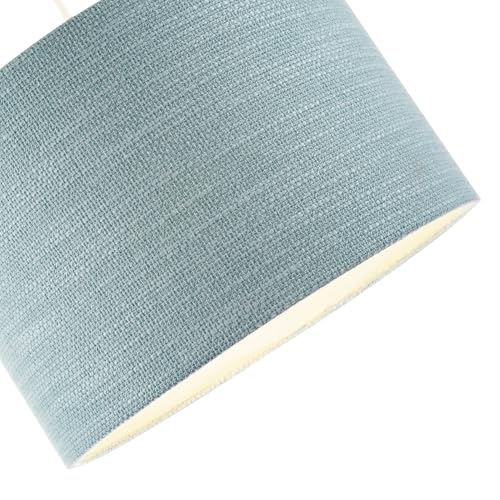 Contemporary Bobbled and Textured Linen Fabric Lamp Shade in Light Duck Egg Blue | 30cm x 20cm | for Ceiling Pendant or Lamp Base by Happy Homewares - Image 4