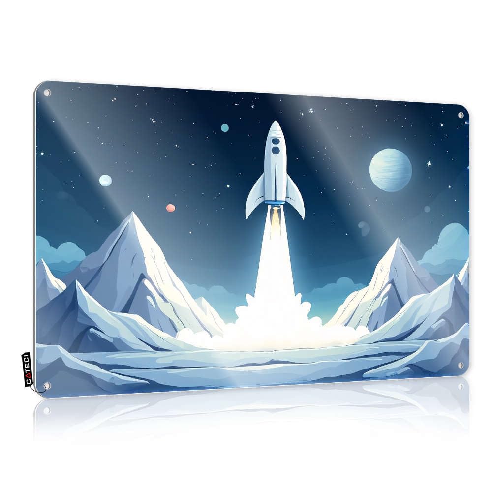 Funny Sign Artwork Wall Decor | Rocket Launching From Snowy Mountains Under A Starry Sky. Premium For Drive Home(30X40CM)