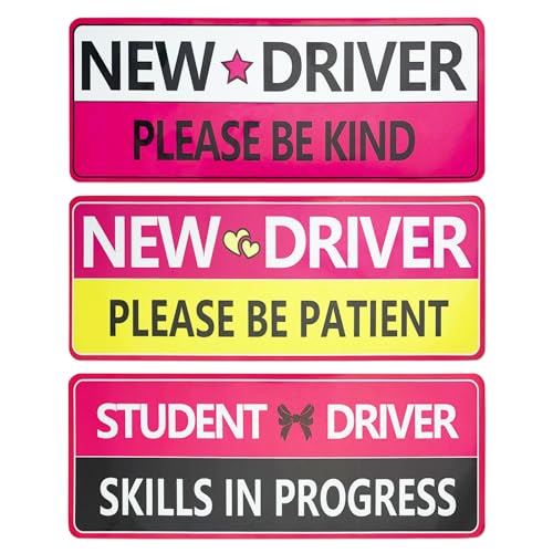 Image of 3PCS Student Driver Magnet for Car - Removable Student Driver Magnet, Novice Driver Safety Signs, Reusable Reflective Bumper Sticker for New Drivers, Teen & Learner Permit Accessories