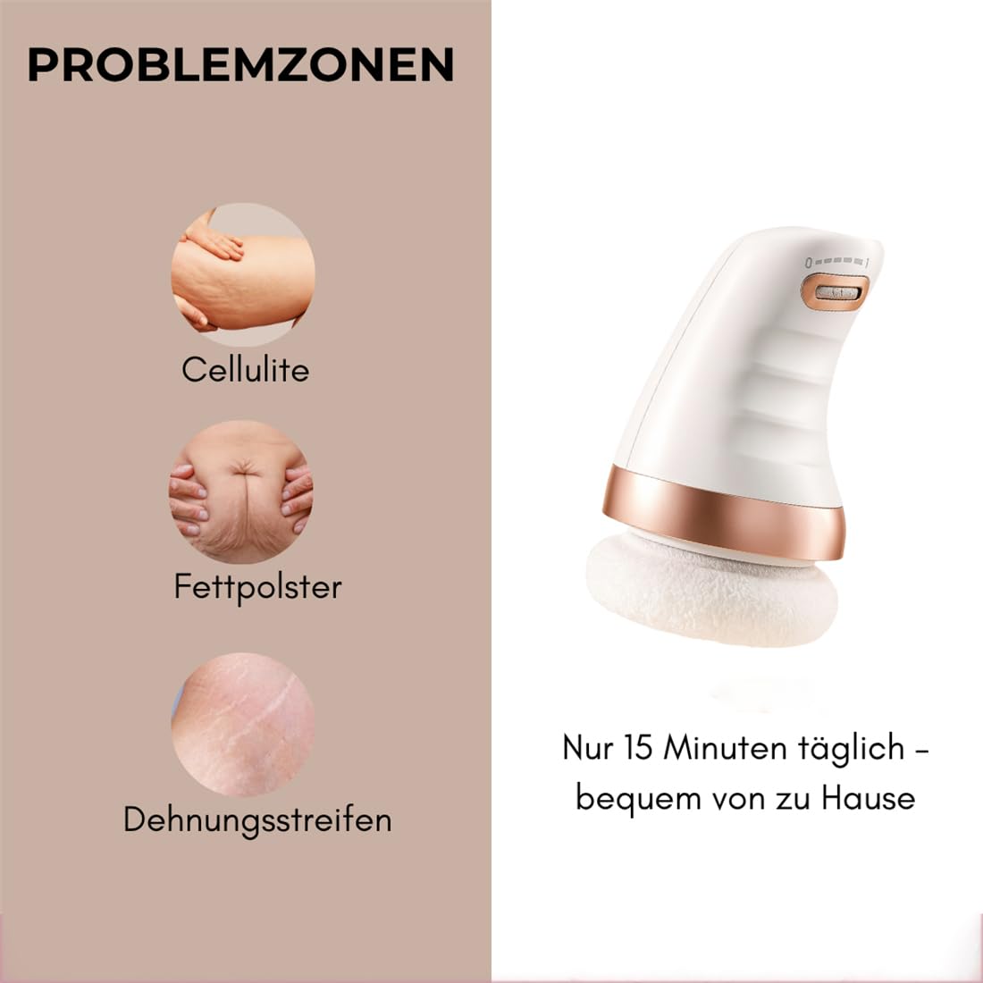 Vibrationsmassagegerät zur Hautstraffung, Anti-Cellulite & Muskelentspannung – kabellos & ergonomisch mit 3 Intensitätsstufen – ideal nach dem Sport, zuhause & unterwegs – für Frauen & Sportler