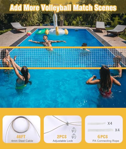 YNSZAS 𝙉𝙀𝙒 Professional Volleyball Net Heavy Duty, 46 FT Steel Cable, Upgraded Weather Resistant, Portable for Outdoor & Indoor, Pool, Trees, Backyard, Yard, Beach, Park, 32x3FT(Net Only) - Thumbnail 5