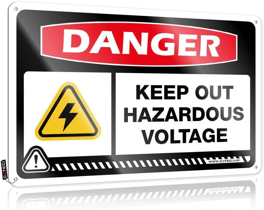 Western Decor For House Metal Tin Sign Outdoor Terrace Hanging Flat Print Tin Art : Desk Decor For Men & Industrial Metal Wall Decor Garage - Danger Keep Out Hazardous Voltage