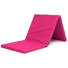 Gymnastics Mat Fitness Exercise Gym Airtrack Panel Tumbling Climbing Pilates Pad Air Track 3 Folding Gymnastics Mat Color Pink, Size 71.0 x 23.6 x 2.0 inches 180 x 60 x 5 cm