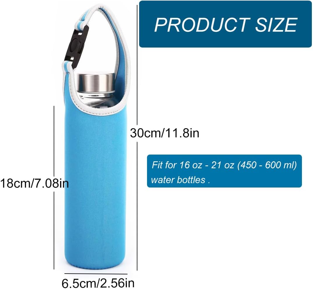 3 PCS Water Bottle Carrier with Shoulder Strap 16oz-21oz, TuNan Neoprene Sleeve Cup Holder Pouch with Carrying Handle for All Portable Sport Water Bottle -3 Colors image 4