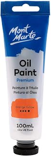 Mont Marte Oil Paint Premium, 3.4 US fl.oz (100ml) Tube, Orange Yellow, Heavy Body Paint, Artist Quality, Good Coverage, Excellent Tinting Strength, Ideal for Painting Canvas