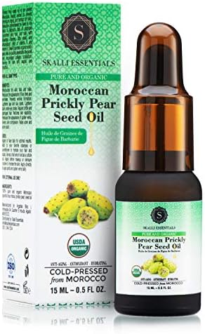 Skalli Essentials Organic Moroccan Prickly Pear Seed Oil | Anti Aging Face Serum, Dark Circles Under Eye Treatment, Moisturizer | Premium Grade Prickly Pear Oil (15 mL)