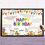 Recuerdo memorable: esta colorida tarjeta con mensaje de feliz cumpleaños es un buen tema de conversación para muchas ocasiones; Hay mucho espacio dentro de esta tarjeta de mensaje de cumpleaños para escribir a mano los nombres de los invitados y mensajes personales, a sus invitados les encantará firmar y dejarle un recuerdo memorable que nunca olvidarán