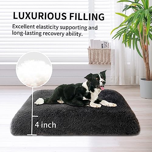 Wellyelo Dog Beds For Medium, Small Dogs Soft Plush Fluffy Medium Dog Crate Bed Anti-Slip Dog Crate Pad Washable Pet Bed Kennel Pad Sleeping Mat (30X20X3, Gray) #TOP2