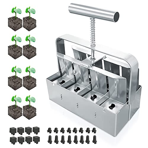 Upgraded Soil Blocker Handheld 8 Soil Block Maker 2 Inch Manual Quad Soil Blocker Set Garden Blocking Tools #TOP1